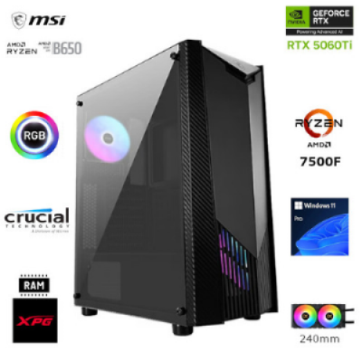 E.POWER RYZEN 5 7500F 32G DDR5 2TB SSD RTX 5060Ti 16G B650