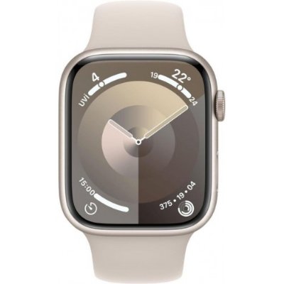Apple Watch Series 9 GPS 45mm Yıldız Işığı Alüminyum Kasa ve Yıldız Işığı Spor Kordon Akıllı Saat Teşhir