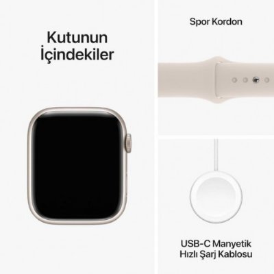 Apple Watch Series 9 GPS 45mm Yıldız Işığı Alüminyum Kasa ve Yıldız Işığı Spor Kordon Akıllı Saat Teşhir