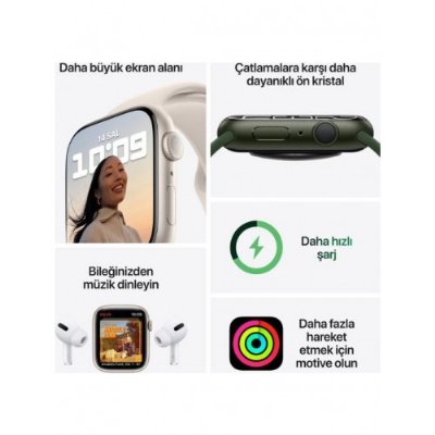 Apple Watch Series 7 Nike GPS 41mm Gece Yarısı Alüminyum Kasa ve Nike Spor Kordon Akıllı Saat Teşhir