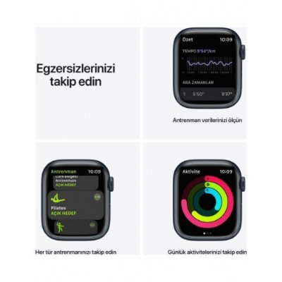Apple Watch Series 7 Nike GPS 41mm Gece Yarısı Alüminyum Kasa ve Nike Spor Kordon Akıllı Saat Teşhir