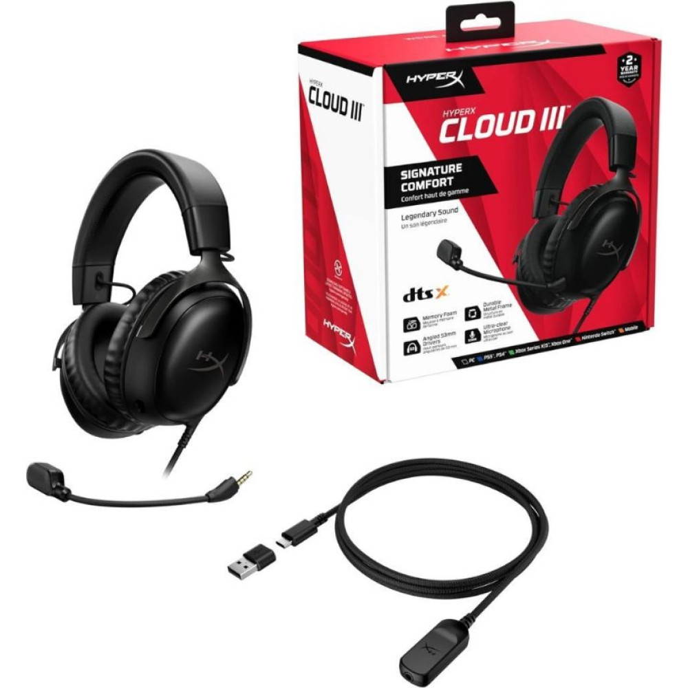 HyperX Cloud III 7.1 727A9AA Kablolu Mikrofonlu Kulak Üstü Oyuncu Kulaklığı