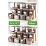 Vienev 24'lü Etiketli Kare Erzak Saklama Kabı Set