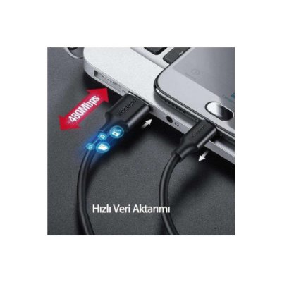 UGREEN 2.0 A USB-A & USB-C Örgülü Şarj ve Data Kablosu, 25 Santimetre, Siyah, 60124 Outlet