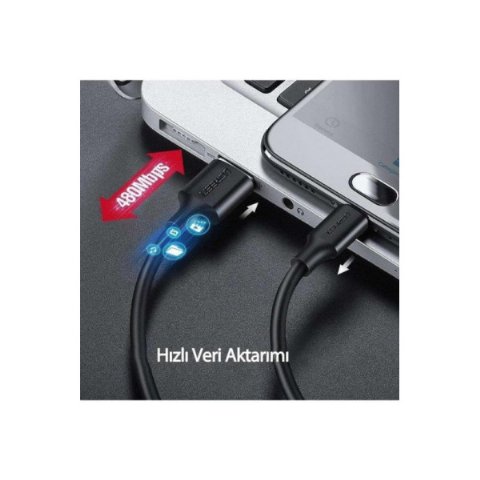 UGREEN 2.0 A USB-A & USB-C Örgülü Şarj ve Data Kablosu, 25 Santimetre, Siyah, 60124 Outlet