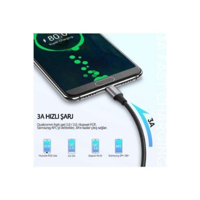 UGREEN 2.0 A USB-A & USB-C Örgülü Şarj ve Data Kablosu, 25 Santimetre, Siyah, 60124 Outlet