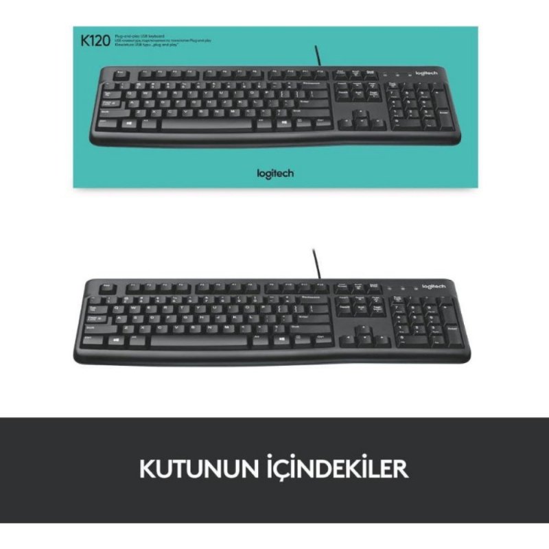 Logitech K120 920-002505 Q Kablolu Klavye Outlet