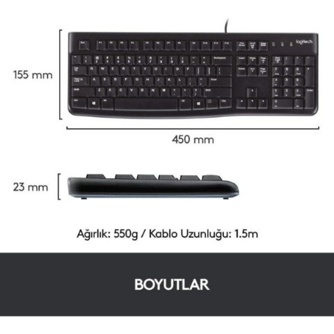 Logitech K120 920-002505 Q Kablolu Klavye Outlet