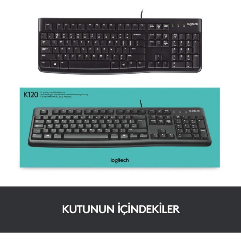 Logitech K120 920-002505 Q Kablolu Klavye Outlet