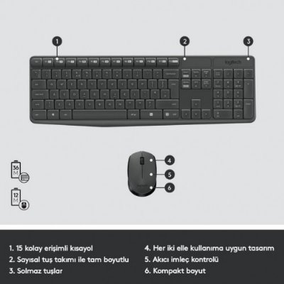 Logitech MK235 920-007925 Kablosuz Klavye Mouse Seti Outlet
