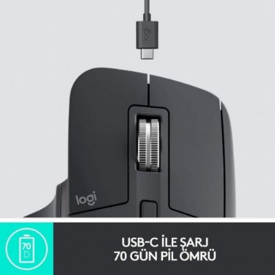 Logitech Mx Master 3S 910-006559 Siyah Şarjlı Sessiz Ergonomik Lazer Kablosuz Mouse Teşhir