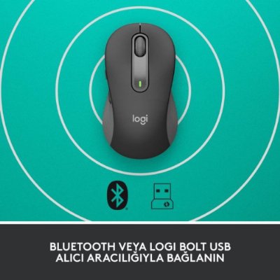 Logitech M650 Signature 910-006236 Siyah Sessiz Büyük Boy Sağ El Optik Kablosuz Mouse - Outlet