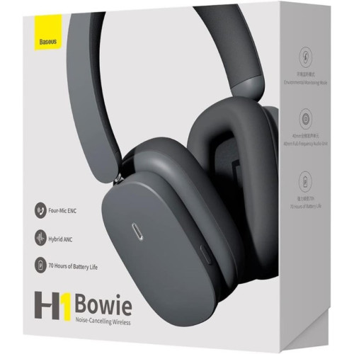 Baseus Bowie H1 ANC Gri Kulak Üstü Bluetooth Kulaklık Teşhir
