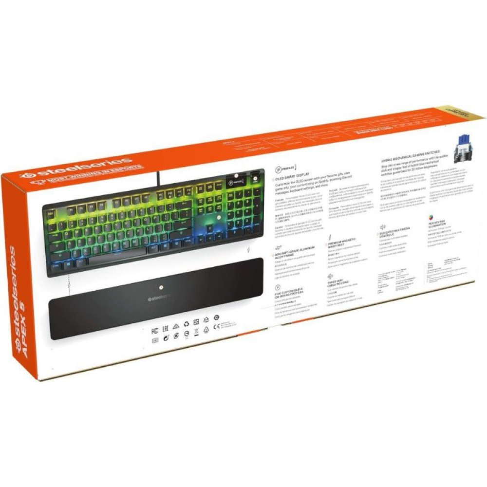 SteelSeries Apex 5 Hibrit RGB Blue Switch Kablolu Mekanik Oyuncu Klavyesi Teşhir