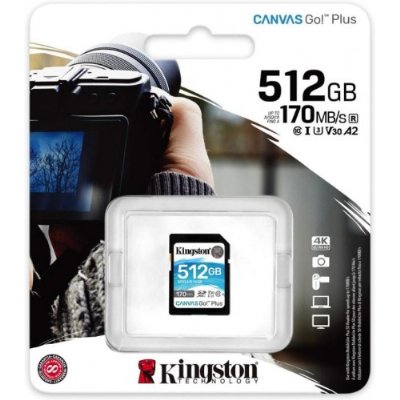 Kingston 512 GB Canvas Go Plus SDXC C10 UHS-I U3 V30 170 MB/s SDG3/512GB Hafıza Kartı Outlet
