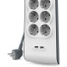 Belkin BSV804VF2M 900 Joule 2 USB'li 8'li 2 m Akım Korumalı Priz Teşhir