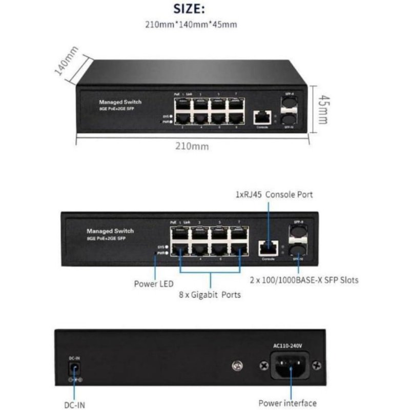 8 Port Full Gıgabıt Managed Swıtch+2sfp Slots - Outlet