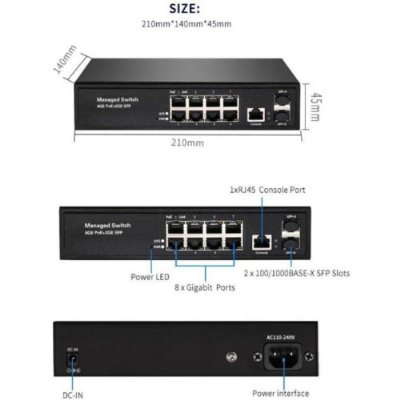 8 PORT FULL GIGABIT MANAGED SWITCH+2SFP SLOTS