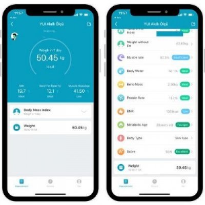Yui KB12 Plus Şarjlı Yağ Ölçer Fonksiyonlu Akıllı Bluetooth Tartı Teşhir