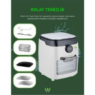 Wiami Air Fryer 12 Litre Beyaz Oven Akıllı Fritöz Teşhir