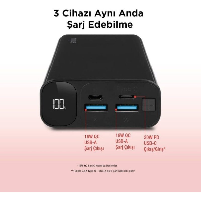 Mojue PB06 20000 mAh Hızlı Şarj Powerbank - Outlet