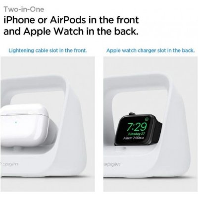 Spigen Stand S316 2in1 iPhone & Apple Watch ile Uyumlu Stand Dock Şarj Ünitesi Soft White Outlet