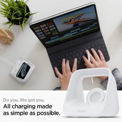 Spigen Stand S316 2in1 iPhone & Apple Watch ile Uyumlu Stand Dock Şarj Ünitesi Soft White Outlet