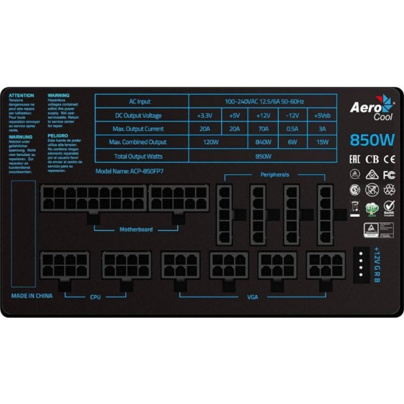 Aerocool P7 AE-P7P850 850 W Power Supply Teşhir
