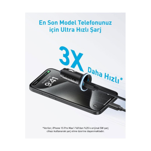 Anker 323 A2735 52.5 W Hızlı Araç Şarj Aleti Anker 323 A2735 52.5 W Hızlı Araç Şarj Aleti