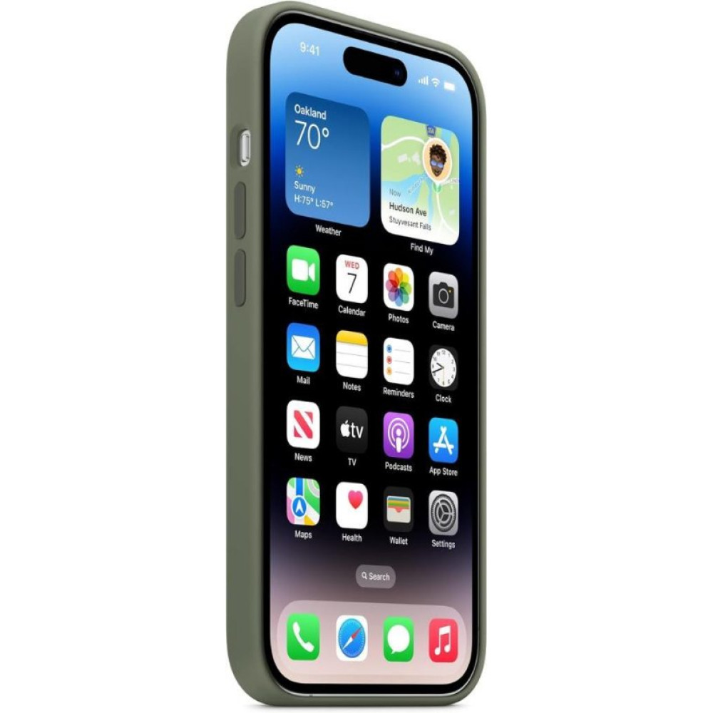 Apple iPhone 14 Pro için MagSafe özellikli Silikon Kılıf - Klasik Zeytin Yeşili Teşhir