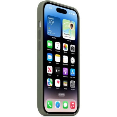 Apple iPhone 14 Pro için MagSafe özellikli Silikon Kılıf - Klasik Zeytin Yeşili Teşhir