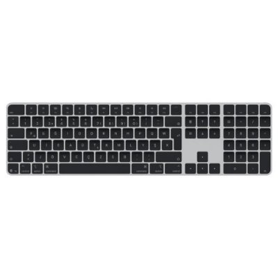 Apple Touch ID özellikli ve Sayısal Tuş Takımlı Magic Keyboard: Bluetooth, şarj edilebilir. Apple çipe sahip Mac bilgisayarlarla çalışır; Türkçe F Klavye, Siyah tuşlar (Lightning)