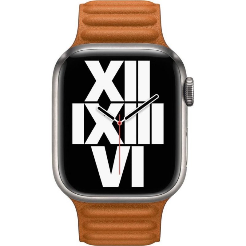 Apple Watch (41 mm) Baklalı Model Deri Kayış, Kızıl Kahverengi - S/M - Teşhir