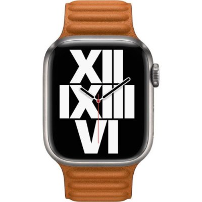 Apple Watch (41 mm) Baklalı Model Deri Kayış, Kızıl Kahverengi - S/M - Teşhir