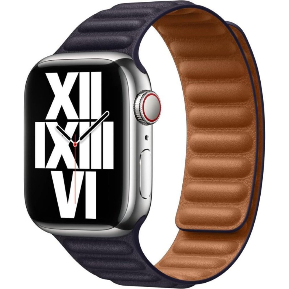 Apple Watch 41 mm Mürekkep Moru Baklalı Model Deri Kayış - M/L - Teşhir