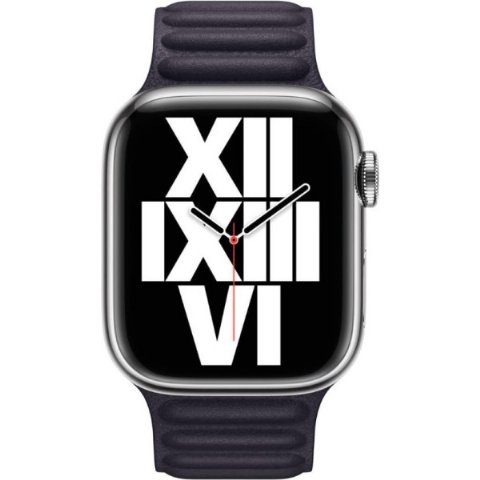Apple Watch 41 mm Mürekkep Moru Baklalı Model Deri Kayış - S/M