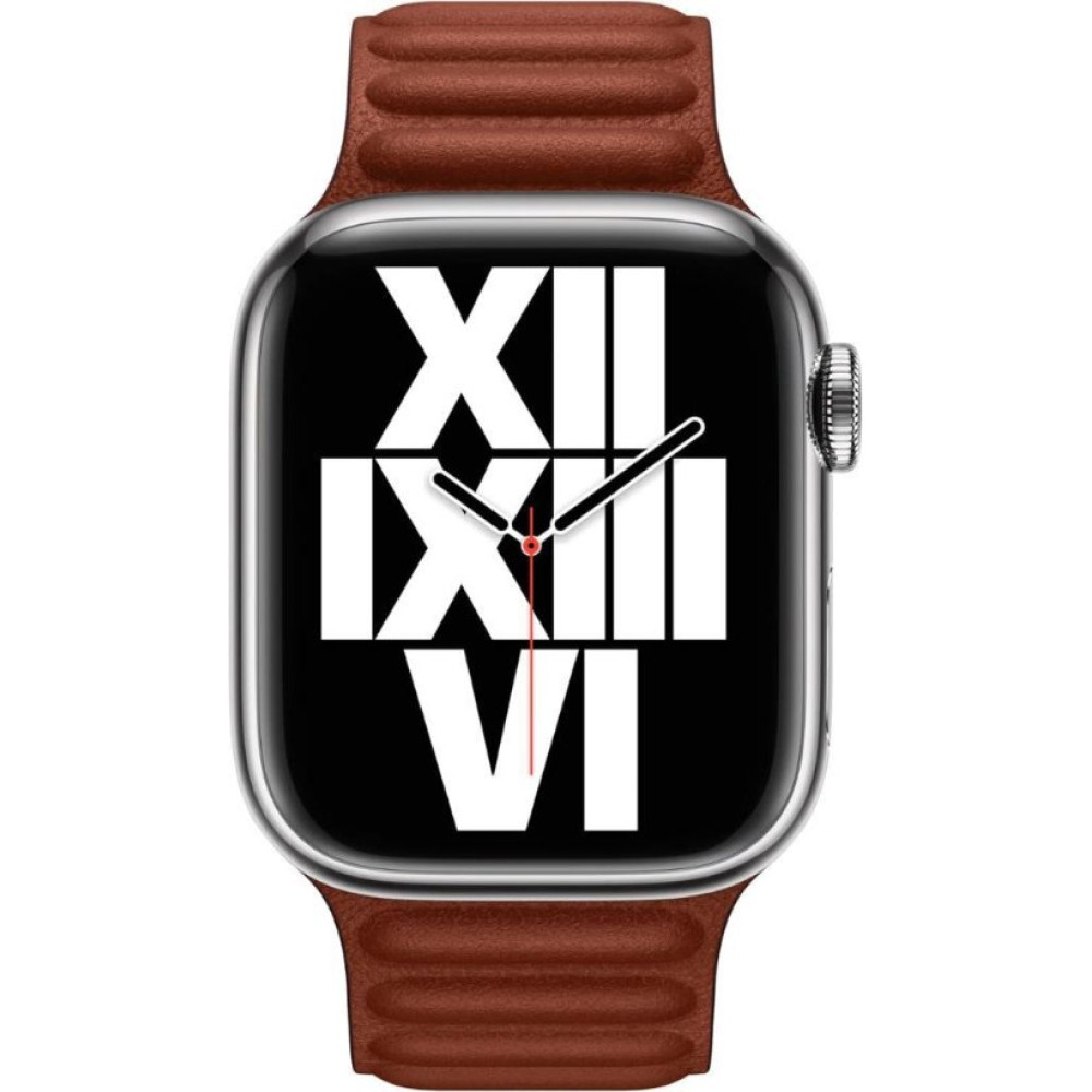 Apple Watch 41 mm Toprak Kırmızısı Baklalı Model Deri Kayış - S/M - Teşhir
