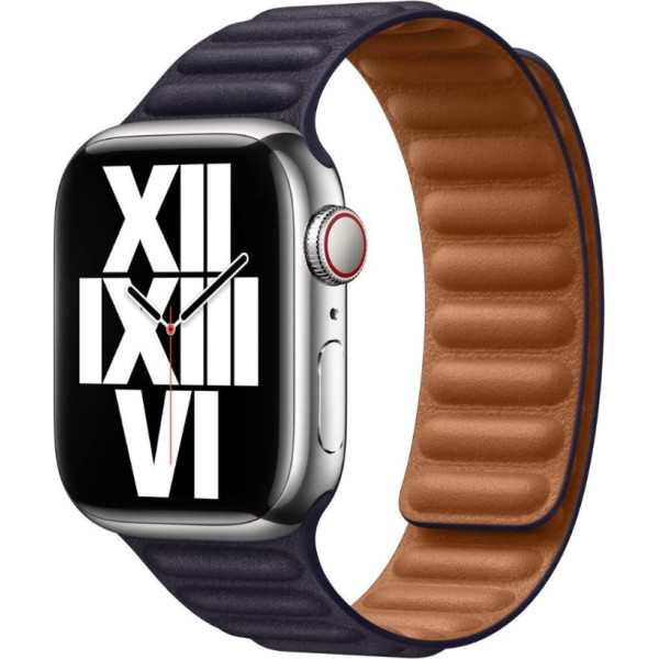 Apple Watch 45mm Baklalı Deri Kayış Mürekkep Moru S/M MP873ZM/A Outlet
