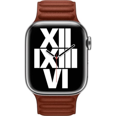 Apple Watch 41 mm Toprak Kırmızısı Baklalı Model Deri Kayış - M/L - Teşhir