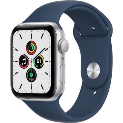 Apple Watch SE GPS 44mm Gümüş Rengi Alüminyum Kasa ve Mavi Spor Kordon Akıllı Saat