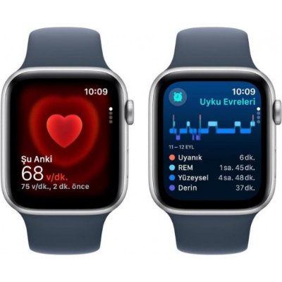 Apple Watch SE 2 2023 GPS 40mm Gümüş Rengi Alüminyum Kasa ve Fırtına Mavisi Spor Kordon Akıllı Saat - Outlet