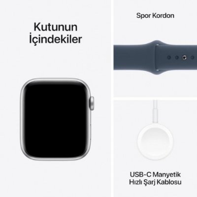 Apple Watch SE 2 2023 GPS 40mm Gümüş Rengi Alüminyum Kasa ve Fırtına Mavisi Spor Kordon Akıllı Saat - Outlet