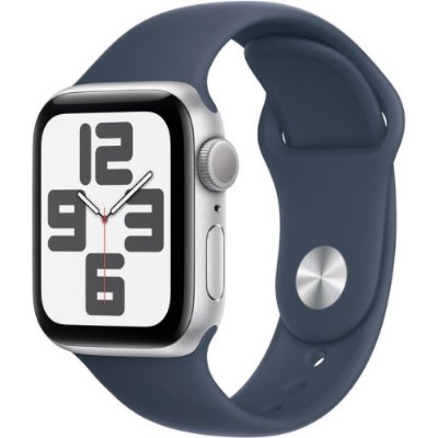 Apple Watch SE 2 2023 GPS 40mm Gümüş Rengi Alüminyum Kasa ve Kot Rengi Spor Kordon Akıllı Saat - Teşhir