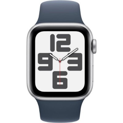 Apple Watch SE 2 2023 GPS 40mm Gümüş Rengi Alüminyum Kasa ve Kot Rengi Spor Kordon Akıllı Saat - Teşhir