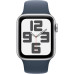 Apple Watch SE 2 2023 GPS 40mm Gümüş Rengi Alüminyum Kasa ve Kot Rengi Spor Kordon Akıllı Saat - Teşhir