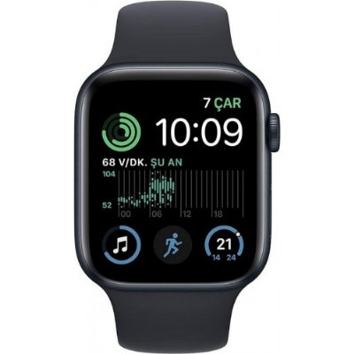 Apple Watch SE 2 GPS 40mm Gece Yarısı Alüminyum Kasa ve Spor Kordon Akıllı Saat