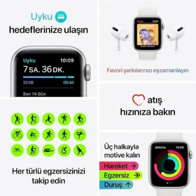 Apple Watch SE GPS 40mm Uzay Grisi Alüminyum Kasa ve Spor Kordon Akıllı Saat Teşhir
