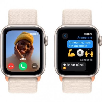 Apple Watch SE 2 2023 GPS 40mm Yıldız Işığı Alüminyum Kasa ve Yıldız Işığı Spor Loop Kordon Akıllı Saat