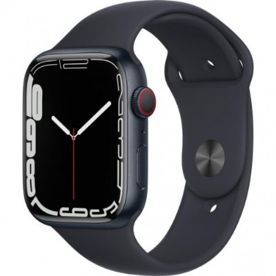 Apple Watch Series 7 GPS + Cellular 45mm Gece Yarısı Alüminyum Kasa ve Spor Kordon Akıllı Saat