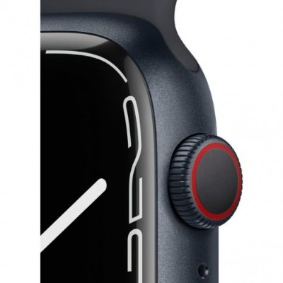 Apple Watch Series 7 GPS + Cellular 45mm Gece Yarısı Alüminyum Kasa ve Spor Kordon Akıllı Saat